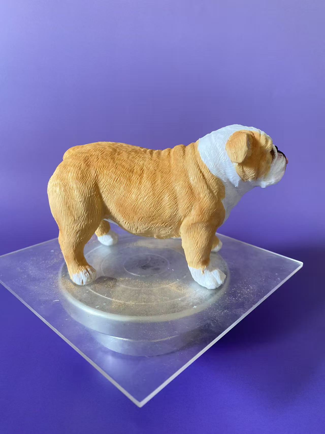 Custom Bulldog Figurine From Photo-Personalized Dog Memorial Statue-Pet Loss Keepsake-Bulldog Sculpture On Wooden Base