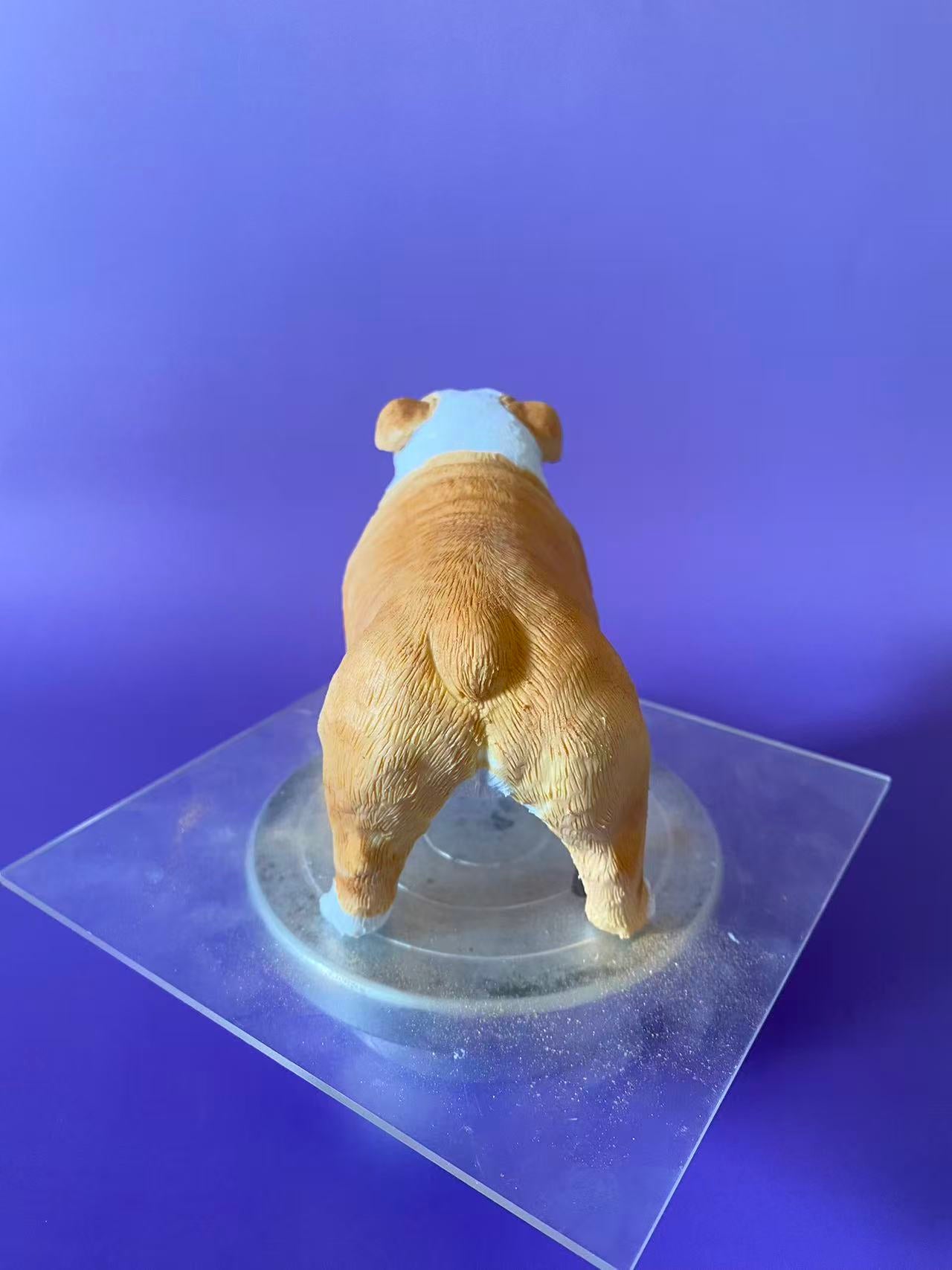 Custom Bulldog Figurine From Photo-Personalized Dog Memorial Statue-Pet Loss Keepsake-Bulldog Sculpture On Wooden Base