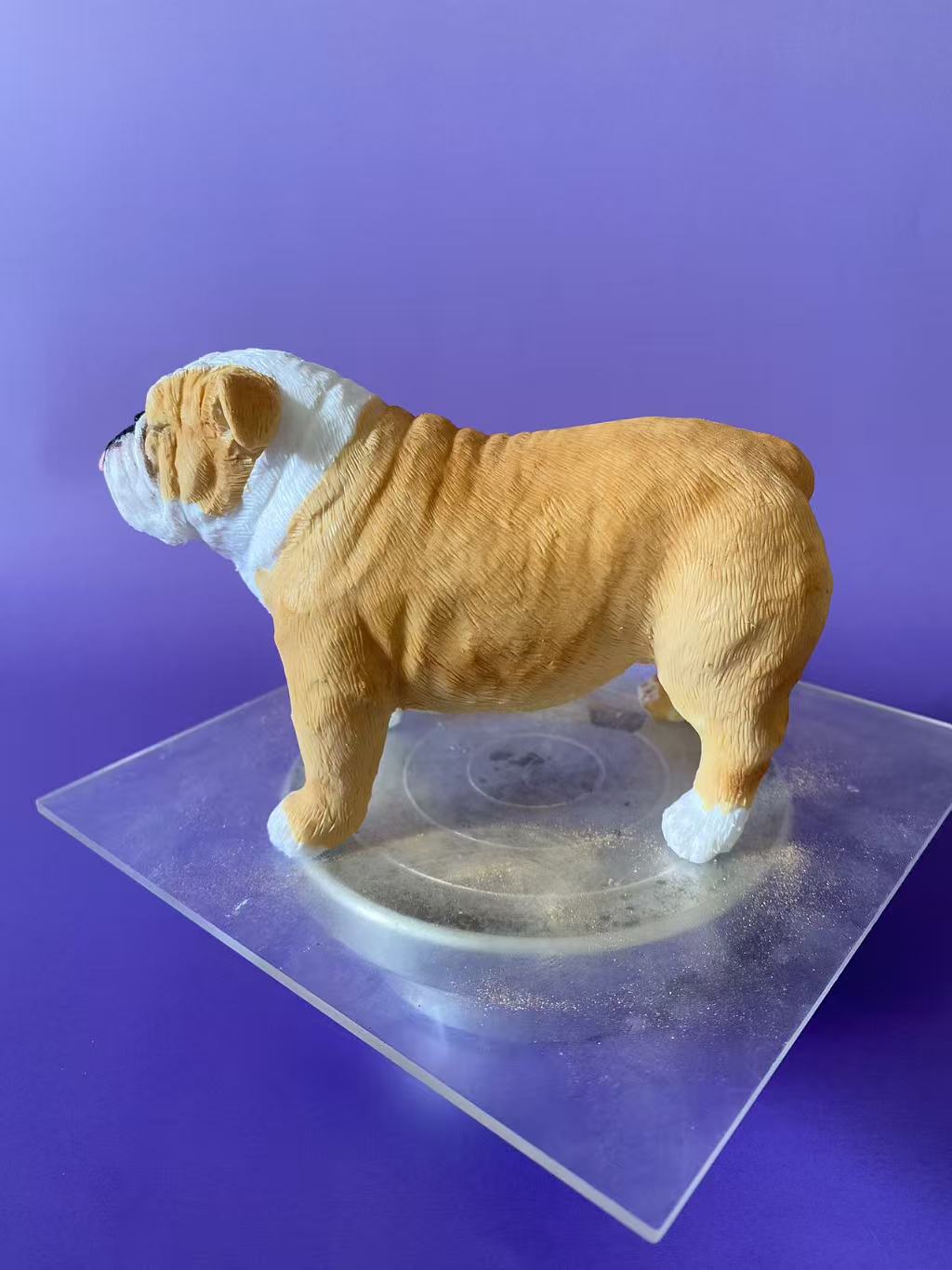Custom Bulldog Figurine From Photo-Personalized Dog Memorial Statue-Pet Loss Keepsake-Bulldog Sculpture On Wooden Base