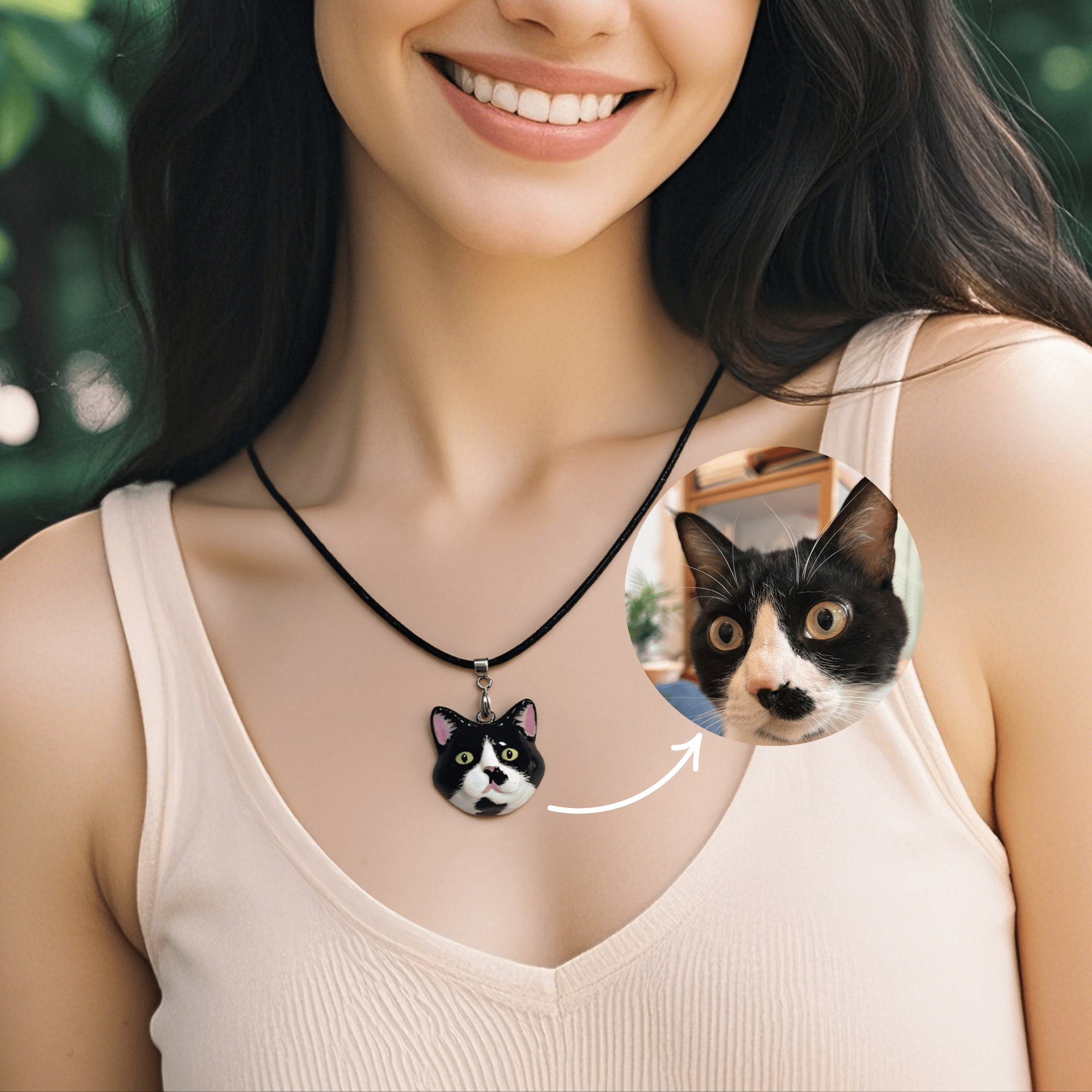 Personalized Cat Portrait Necklace For Cat Memorial