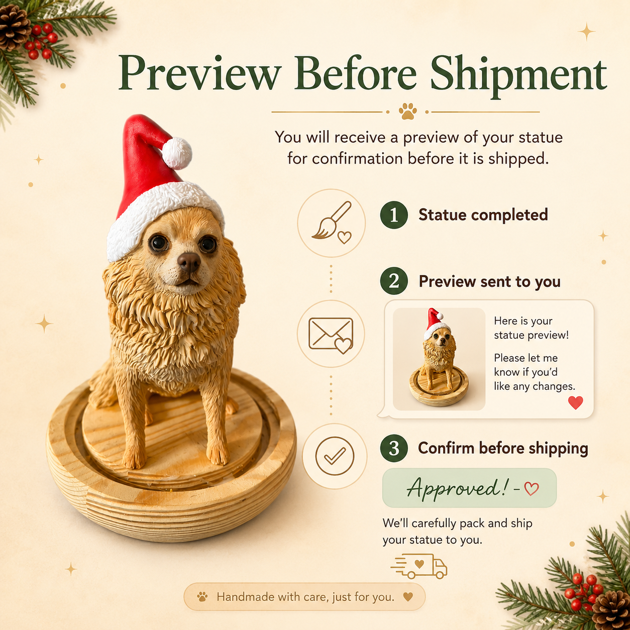 Custom Dog Figurine From Photos, Personalized Dog Sculpture, Handmade Pet Statue, Custom Dog Memorial Keepsake or Gift