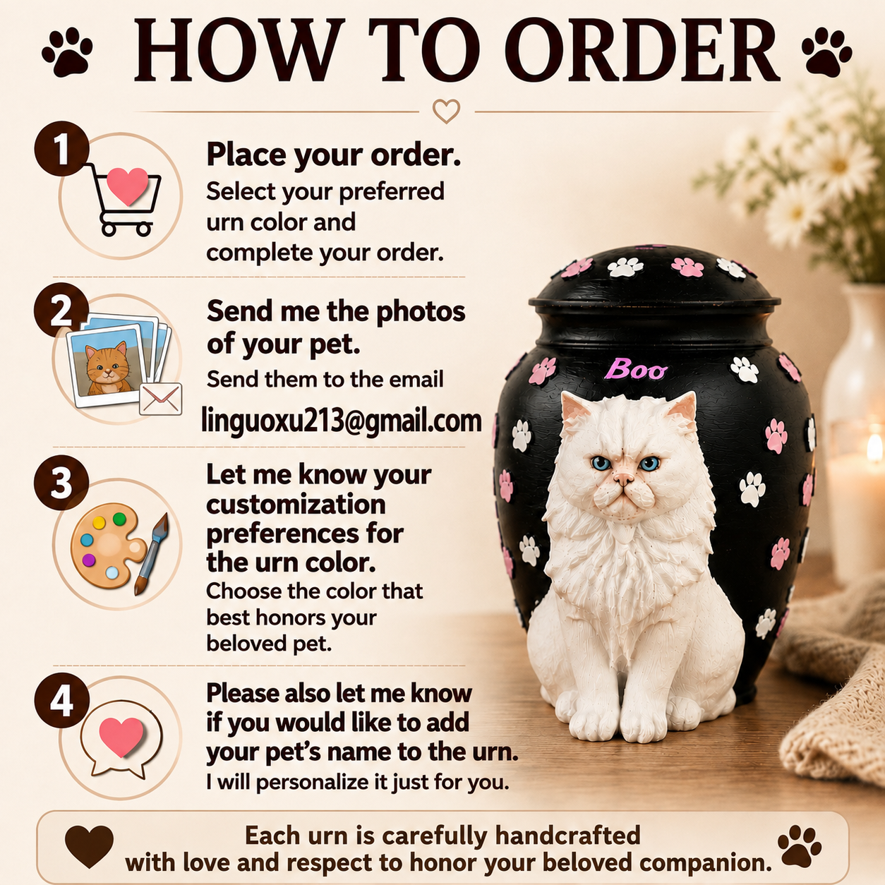 Custom Cat Urn With Cat Figurine For Pet Loss Memorial – Personalized Cat Ashes Urn With Custom Cat Sculpture
