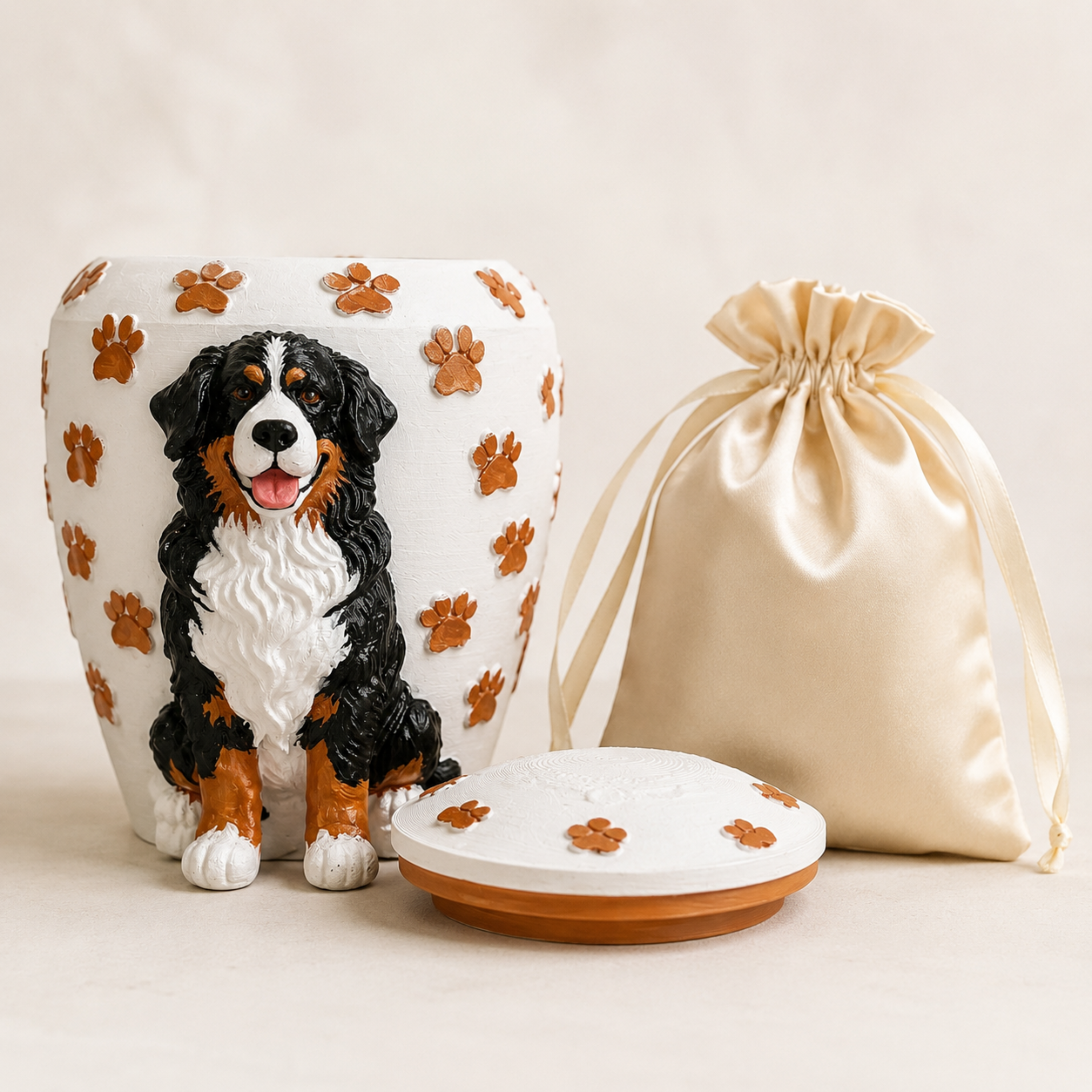 Custom Pet Urn With Pet Figurine For Pet Loss Memorial-Personalized Dog Urn With Dog Sculpture On the Urn