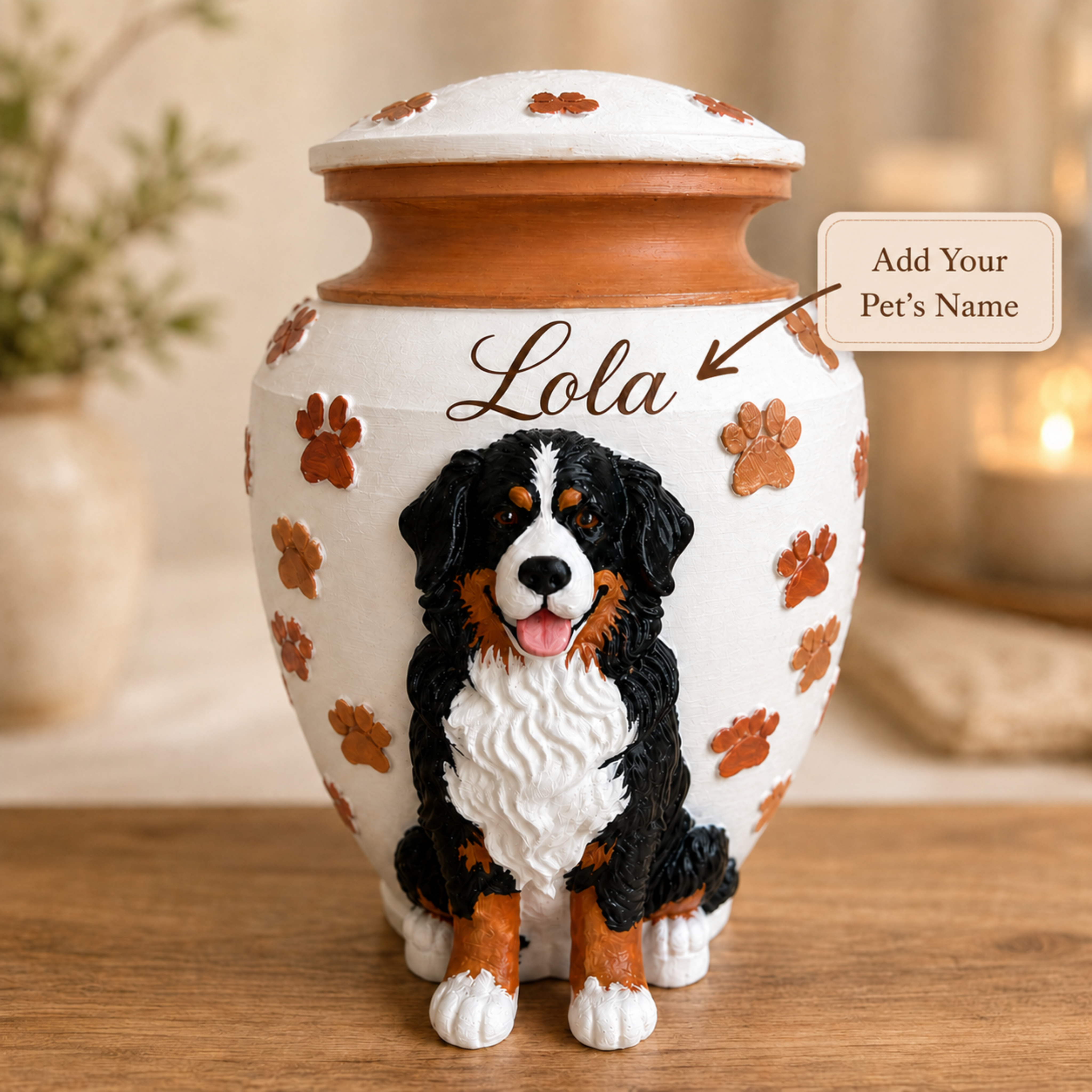 Custom Pet Urn With Pet Figurine For Pet Loss Memorial-Personalized Dog Urn With Dog Sculpture On the Urn