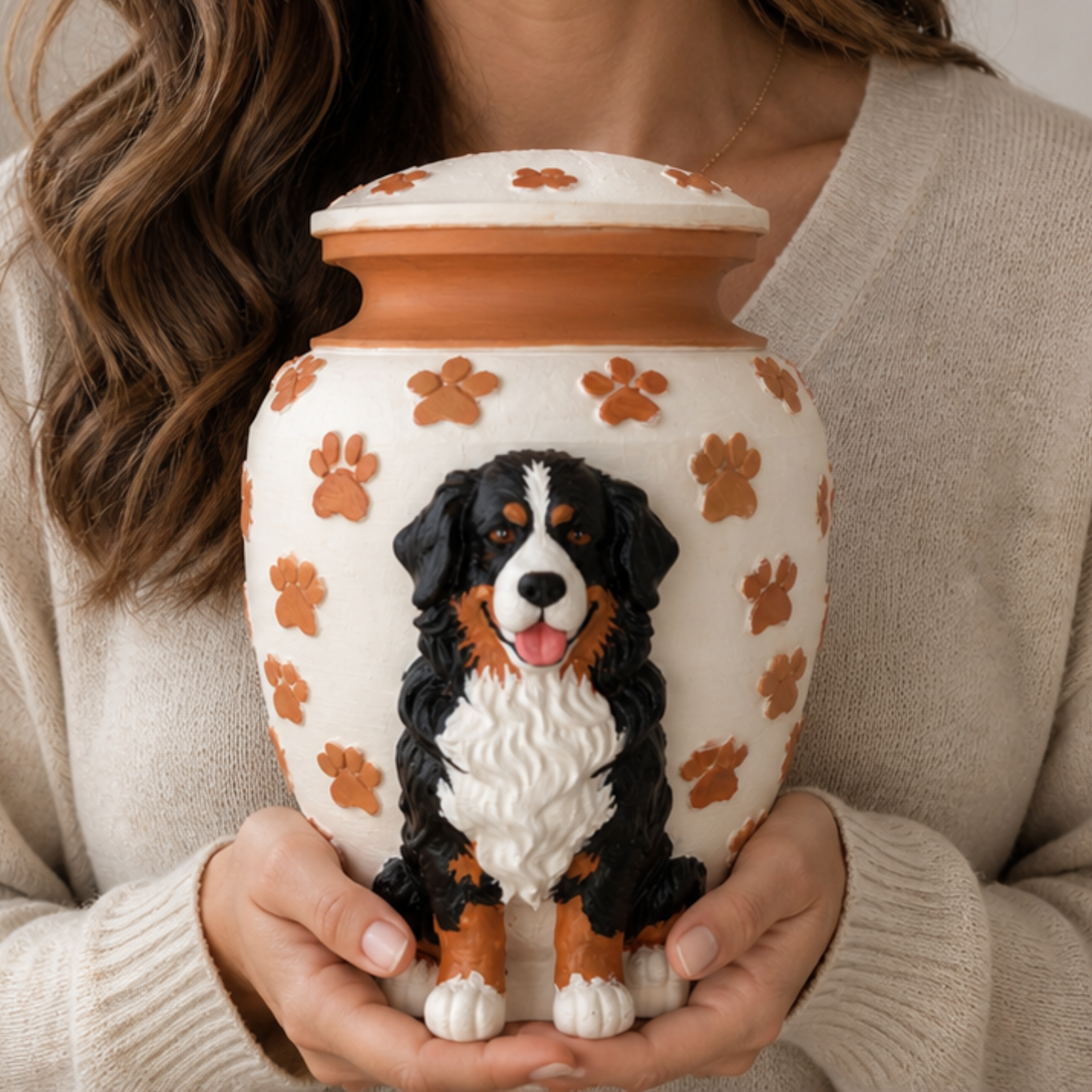Custom Pet Urn With Pet Figurine For Pet Loss Memorial-Personalized Dog Urn With Dog Sculpture On the Urn