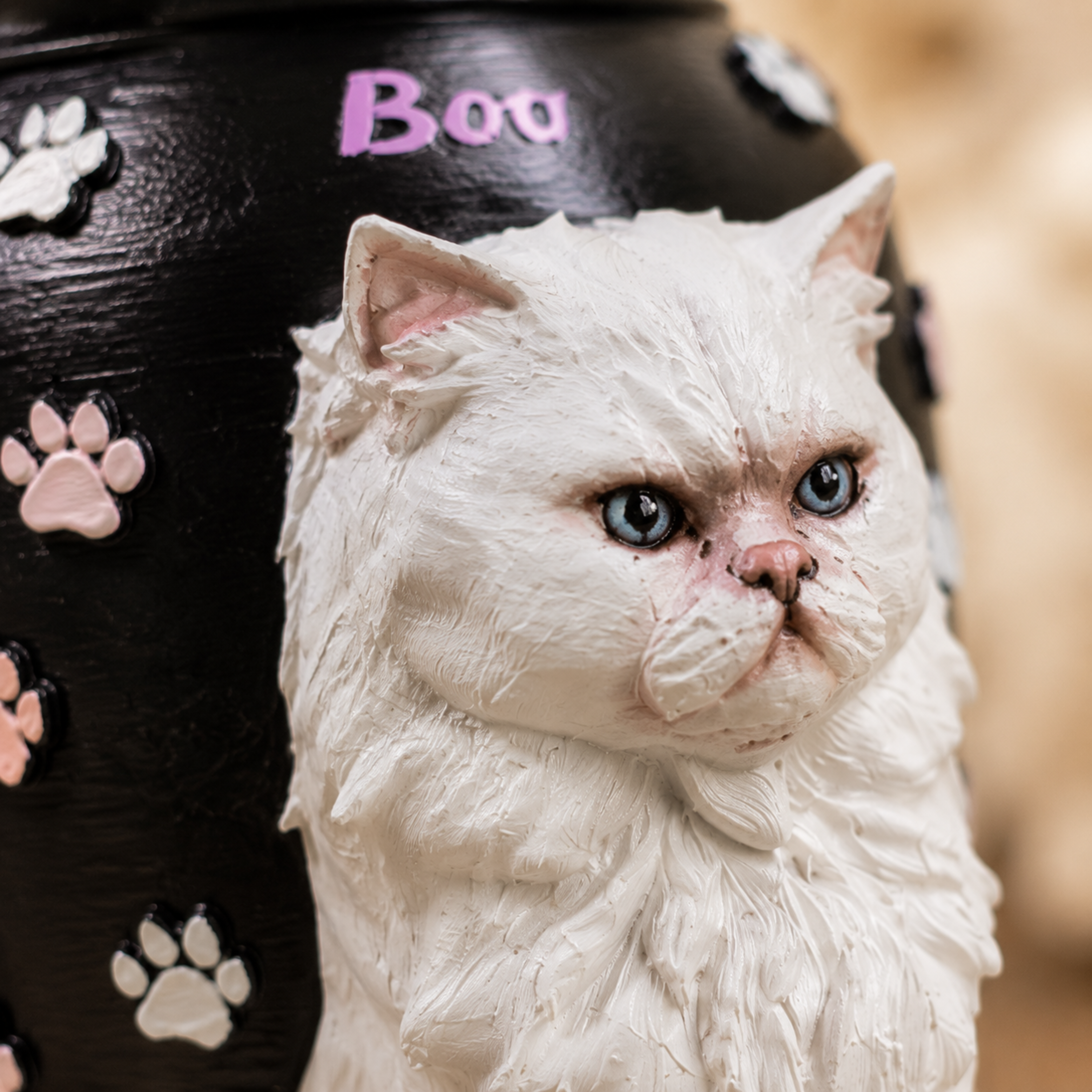Custom Cat Urn With Cat Figurine For Pet Loss Memorial – Personalized Cat Ashes Urn With Custom Cat Sculpture